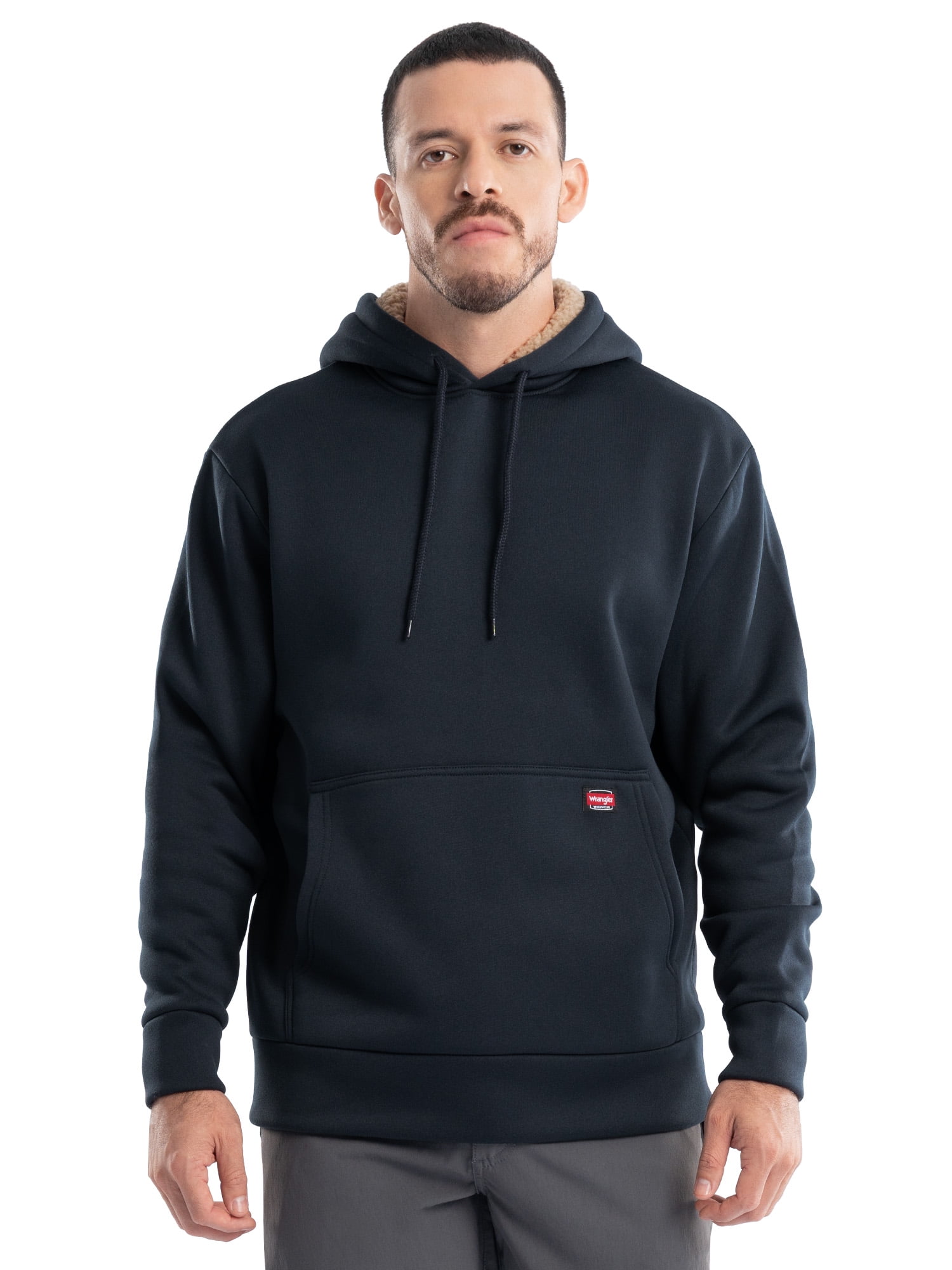 Wrangler Workwear Men's and Big Men's Relaxed Pullover Hoodie with Faux Shearling Lining, Sizes S-3XL