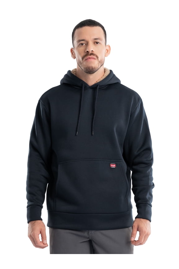 Workwear Men's and Big Men's Relaxed Pullover Hoodie with Faux Shearling Lining, Sizes S-3XL