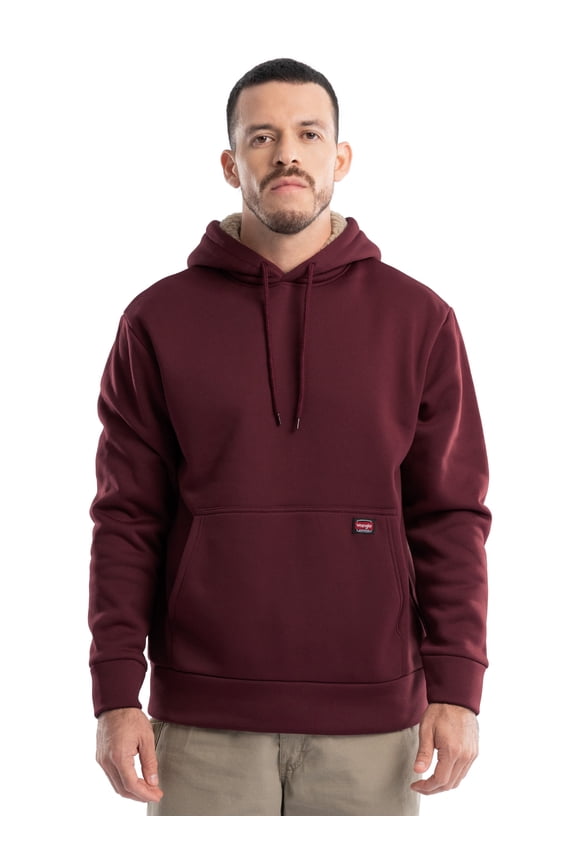Workwear Men's and Big Men's Relaxed Pullover Hoodie with Faux Shearling Lining, Sizes S-3XL