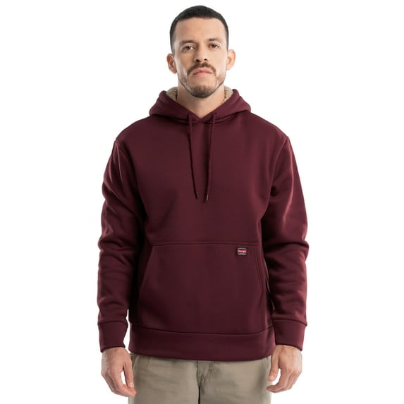 Wrangler Workwear Men's and Big Men's Relaxed Pullover Hoodie with Faux Shearling Lining, Sizes S-3XL