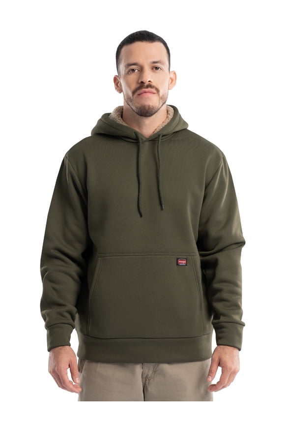 Workwear Men's and Big Men's Relaxed Pullover Hoodie with Faux Shearling Lining, Sizes S-3XL