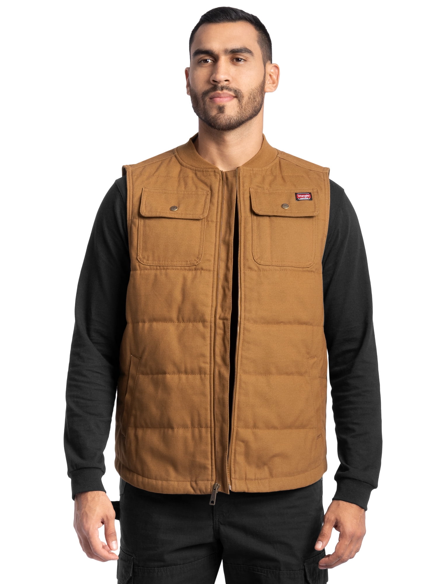 Wrangler Workwear Men's Quilted Duck Work Vest, Size Small to 3XL (Men's  and Big Men's) 