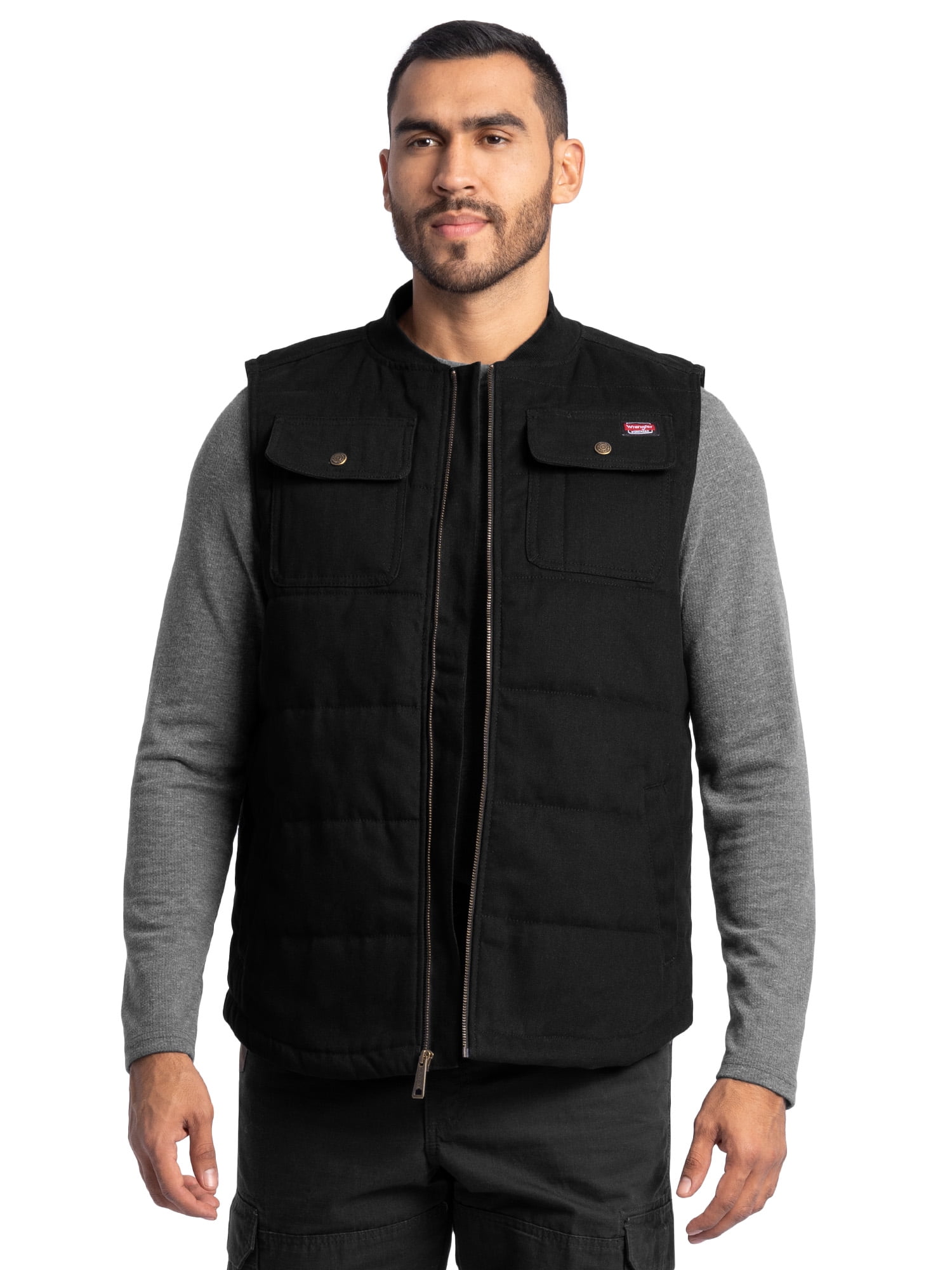 Wrangler Workwear Men's Quilted Duck Work Vest, Size Small to 3XL (Men's and Big Men's)