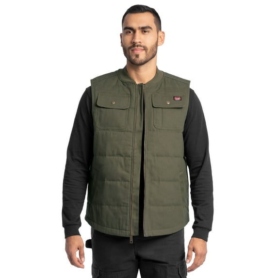 Wrangler Workwear Men's Quilted Duck Work Vest, Size Small to 3XL (Men's and Big Men's)
