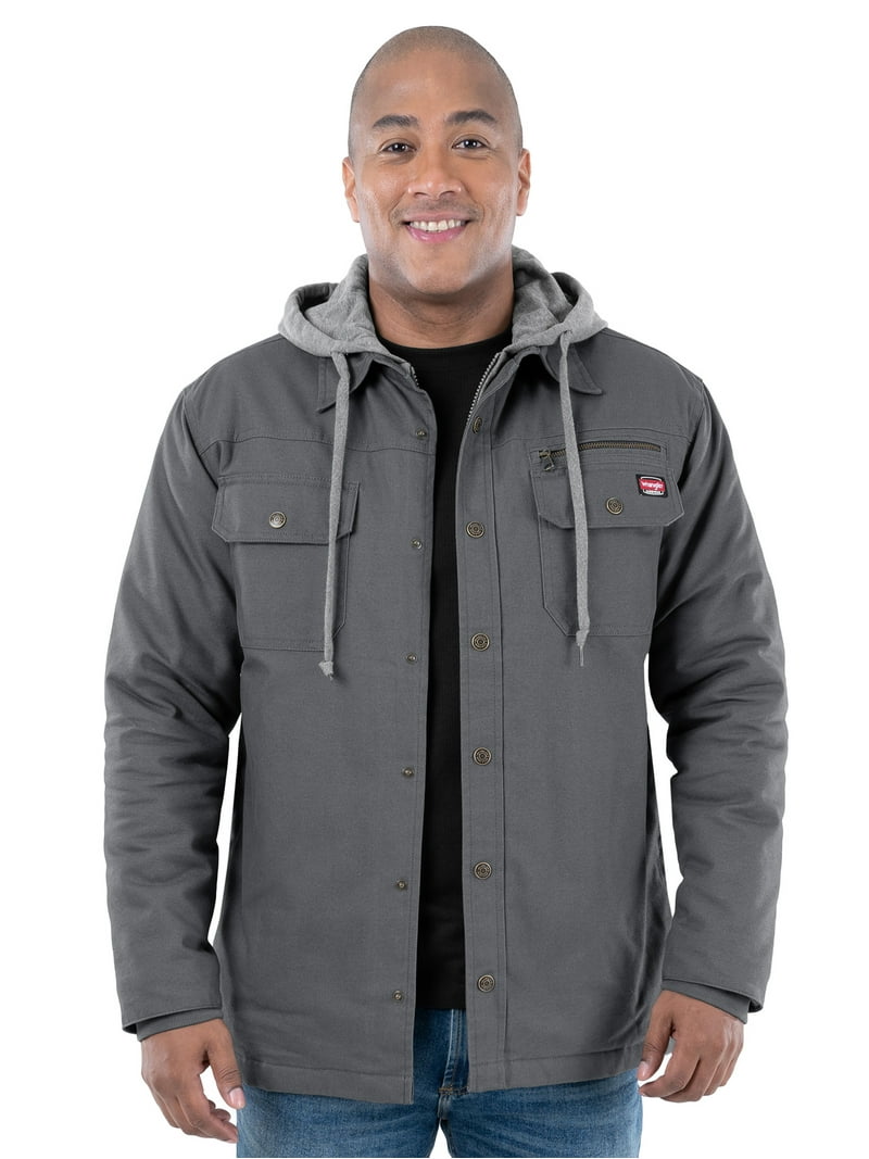 Wrangler Men's Hooded Quilted Canvas Shirt Jacket, Small to 3XL