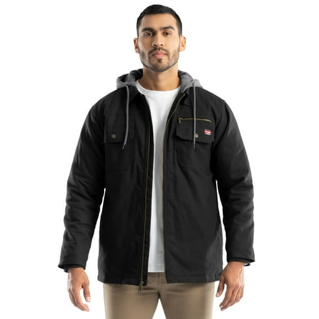 Wrangler Workwear Men's Quilted Lined Work Shirt Jacket with Hood, Size S-5XL (Men's and Big Men's)