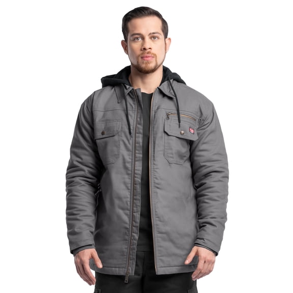 Wrangler Workwear Men's Quilted Lined Work Shirt Jacket with Hood, Size S-5XL (Men's and Big Men's)