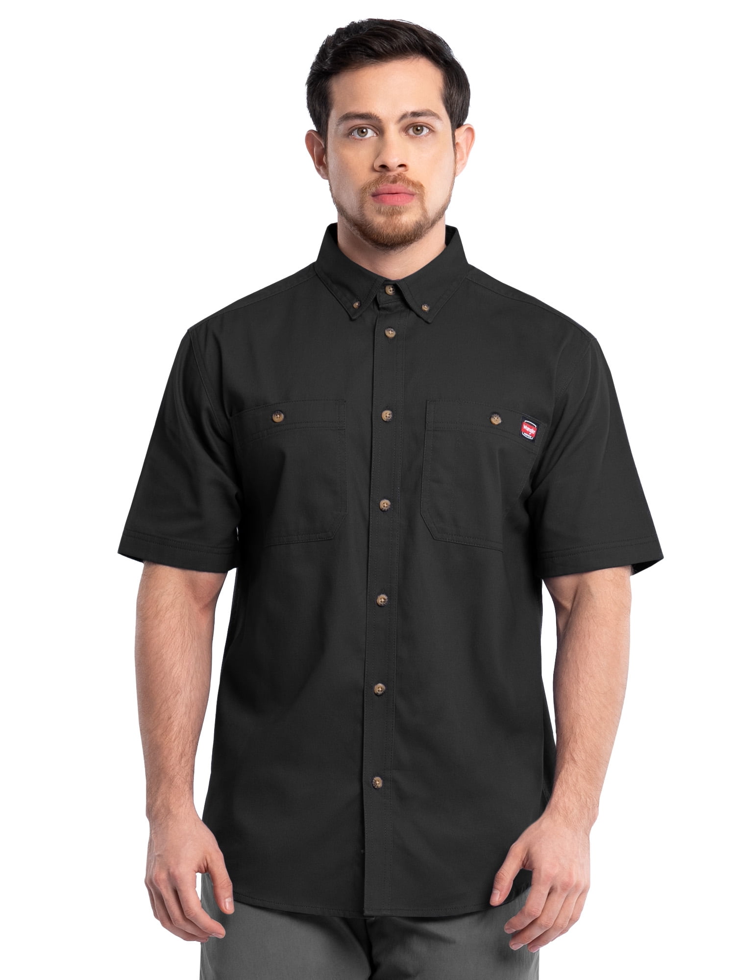 Wrangler Workwear Men’s Short Sleeve Durable Twill Pen Pocket Work Shirt, size S-3XL