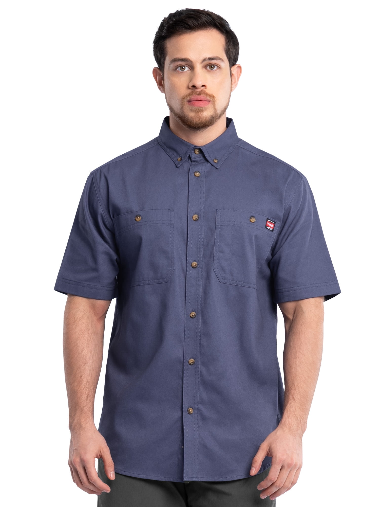 Wrangler Workwear Men’s Short Sleeve Durable Twill Pen Pocket Work Shirt, size S-3XL