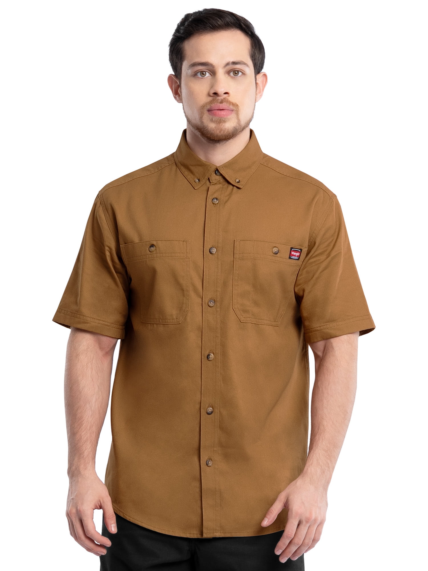 Wrangler Workwear Men’s Short Sleeve Durable Twill Pen Pocket Work Shirt, size S-3XL