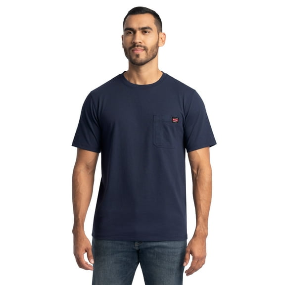 Wrangler Workwear Men's Short Sleeve Heavyweight Pocket Crew Work Shirt, size S-2XLT