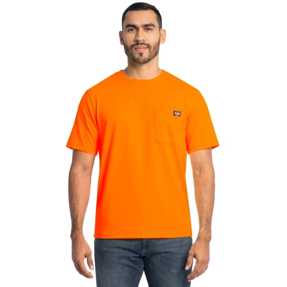 Wrangler Workwear Men's Short Sleeve Heavyweight Pocket Crew Work Shirt, size S-2XLT