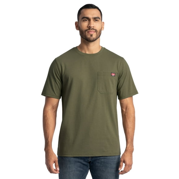 Wrangler Workwear Men's Short Sleeve Heavyweight Pocket Crew Work Shirt, size S-2XLT