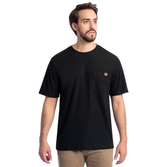 Wrangler Workwear Men's Short Sleeve Heavyweight Pocket Crew Work Shirt, size S-2XLT