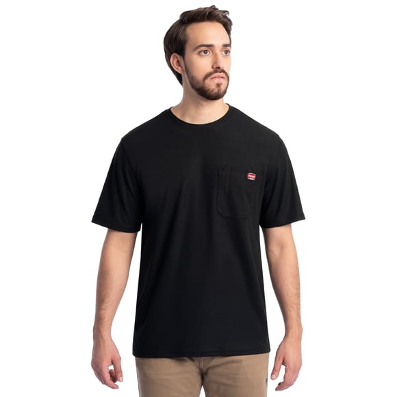 Wrangler Workwear Men's Short Sleeve Heavyweight Pocket Crew Work Shirt, size S-2XLT