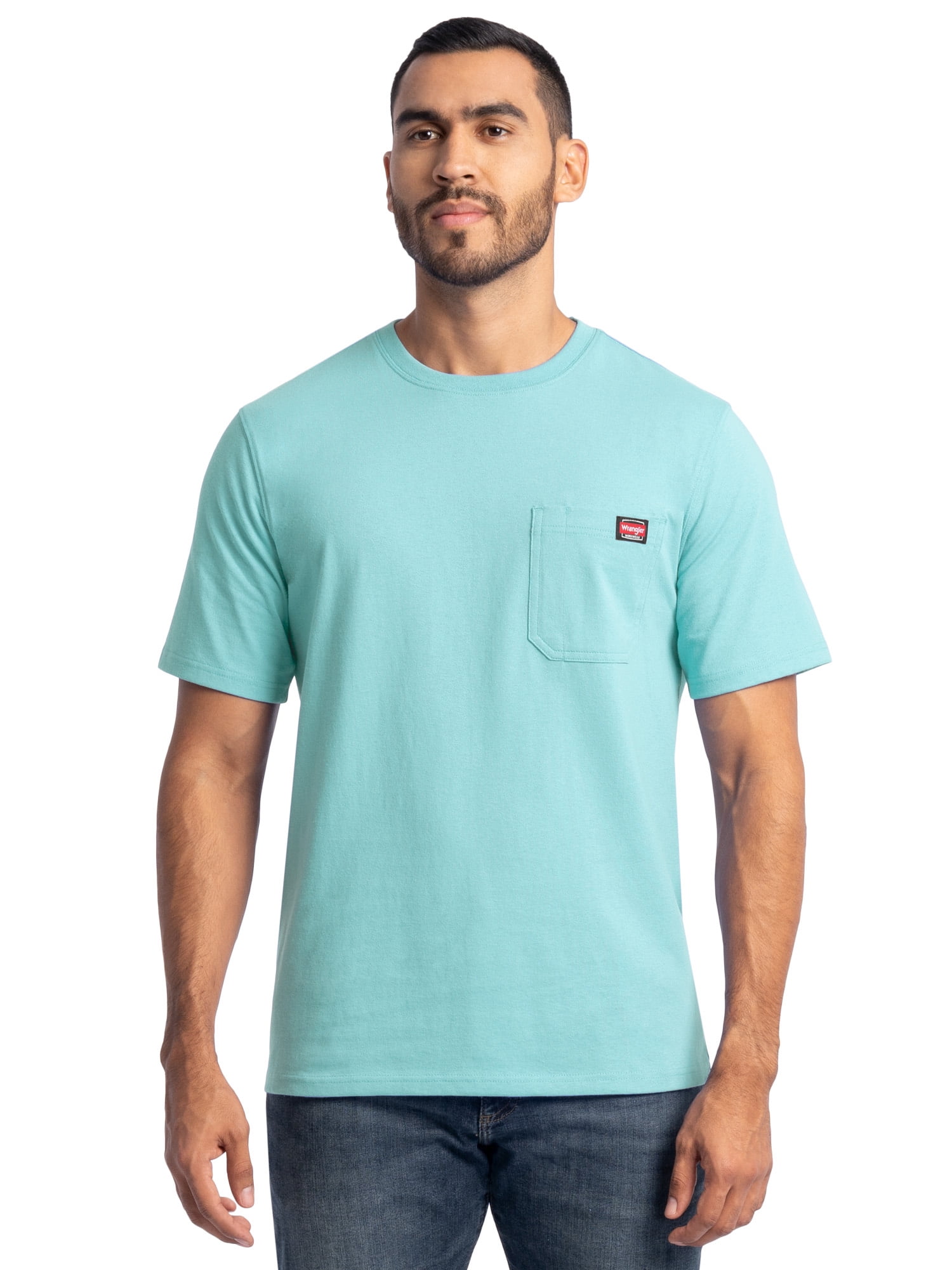 Wrangler Workwear Men's Short Sleeve Heavyweight Pocket Crew Work Shirt, size S-2XLT