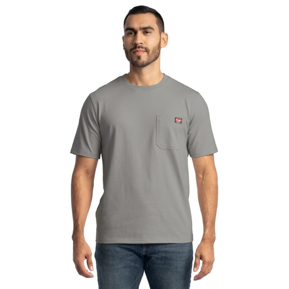 Wrangler Workwear Men's Short Sleeve Heavyweight Pocket Crew Work Shirt, size S-2XLT