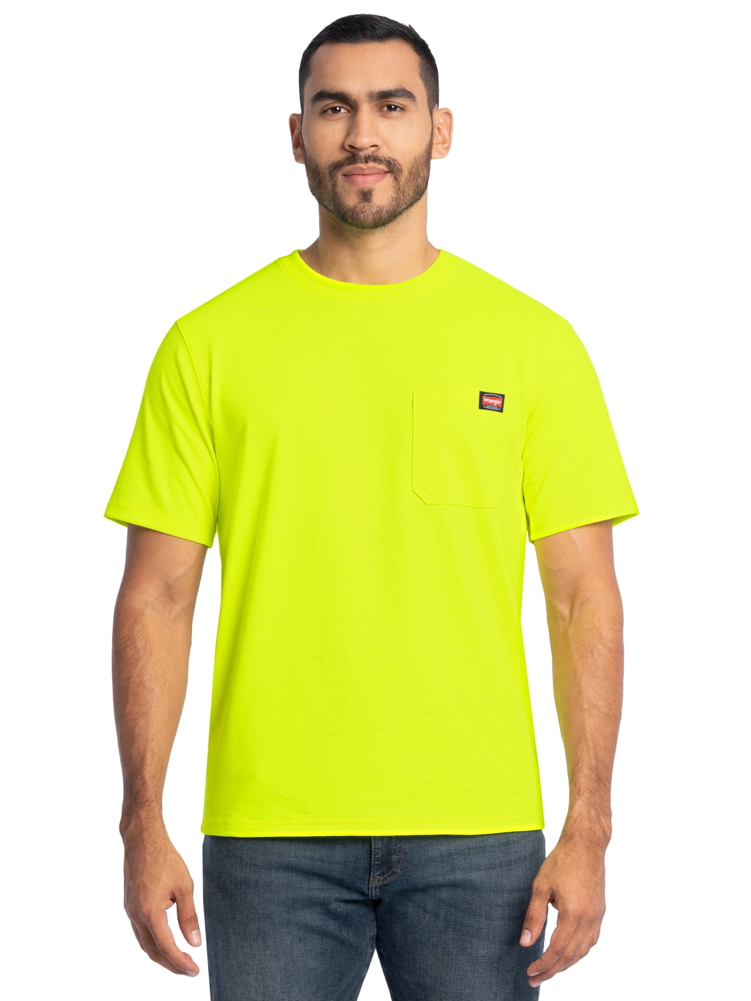 Wrangler Workwear Men's Short Sleeve Heavyweight Pocket Crew Work Shirt, size S-2XLT