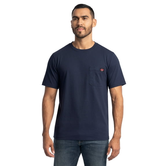 Wrangler Workwear Men's Short Sleeve Heavyweight Pocket Crew Work Shirt, size S-2XLT