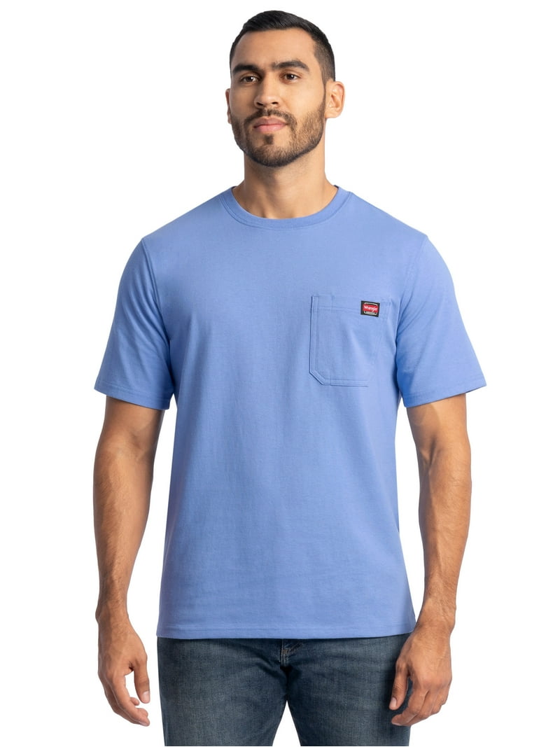 Wrangler Workwear Men's Heavyweight Short-Sleeve Pocket Crewneck Work Shirt - 60% Cotton/40% Polyester Blend