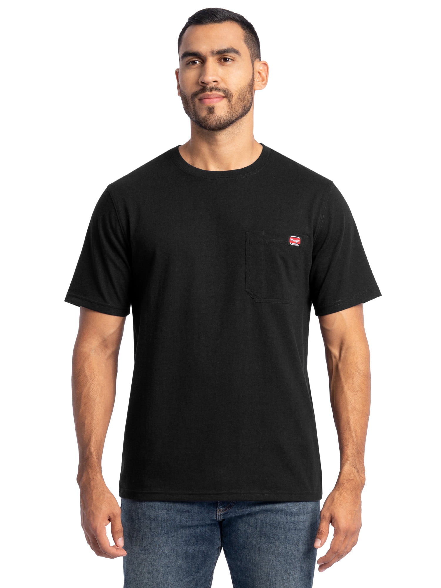 Wrangler Workwear Men's Short Sleeve Heavyweight Pocket Crew Work Shirt