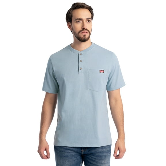Wrangler Workwear Men's Short Sleeve Henley Pocket Work T-Shirt, Sizes S-5XL (Men's and Big Men's)