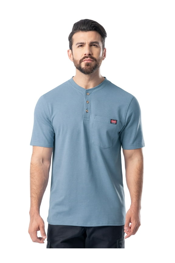 Workwear Men's Short Sleeve Performance Henley Pocket Shirt, size S-5XL