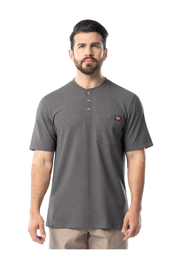 Workwear Men's Short Sleeve Performance Henley Pocket Shirt, size S-5XL