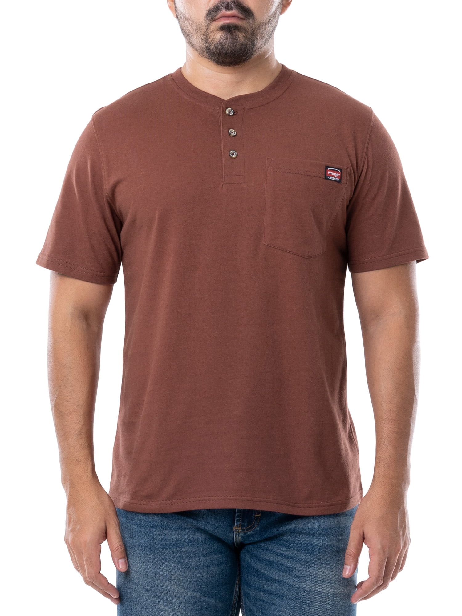 Wrangler Authentics T- Shirt Henley À Manches Courtes Chemise Homme, Blanc Brillant, XL