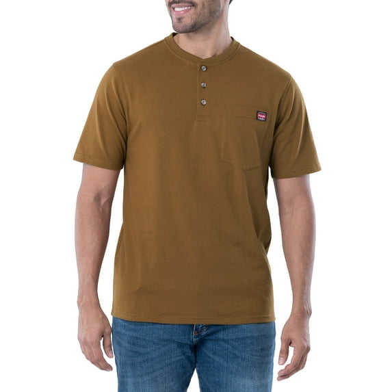 Wrangler Workwear Men's Short Sleeve Pocket Henley Tee
