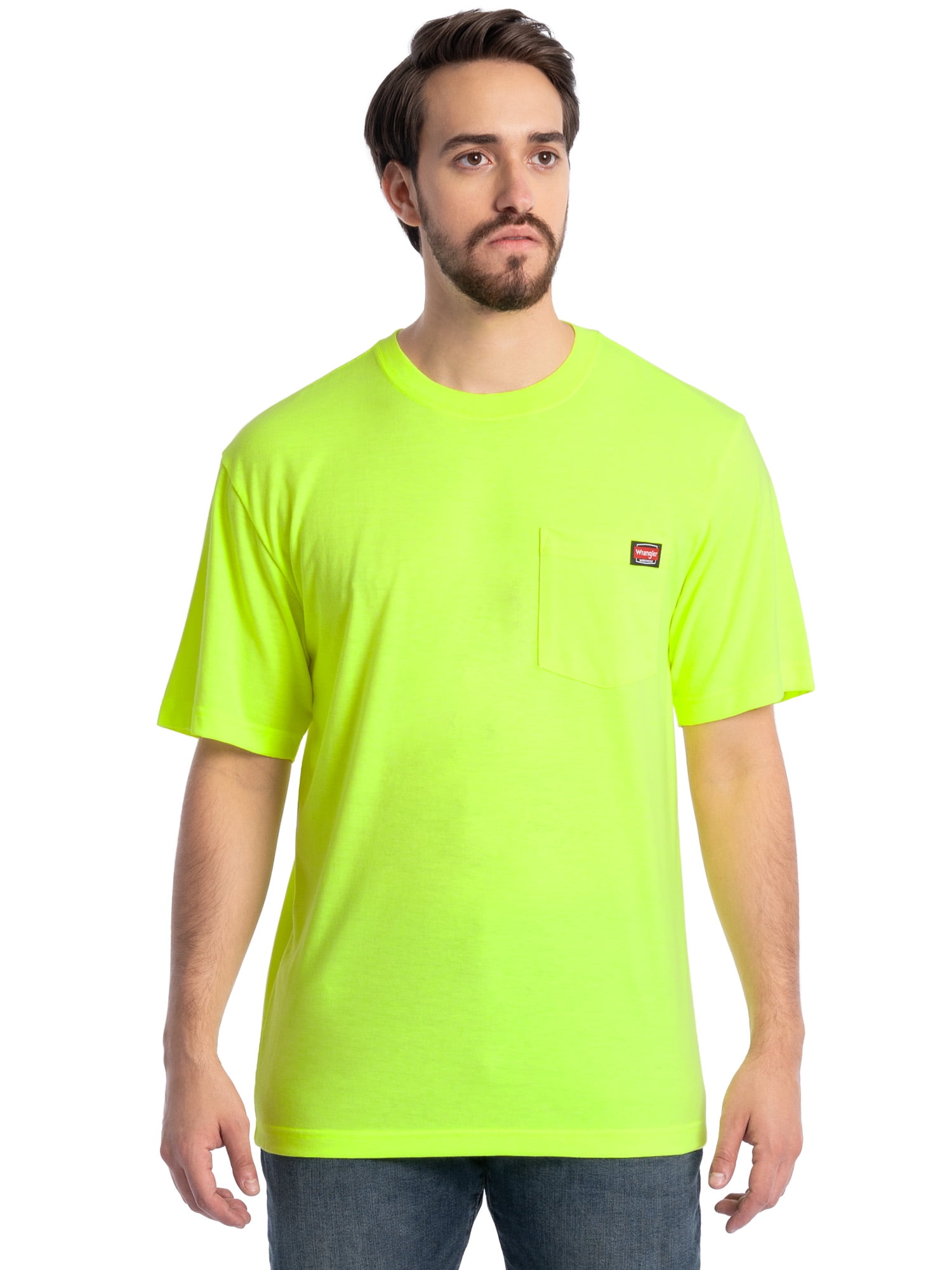 ★SATUR★ Classic small logo short sleeve t-shirt neon yello D0250-playera-cr-mc-silueta-
