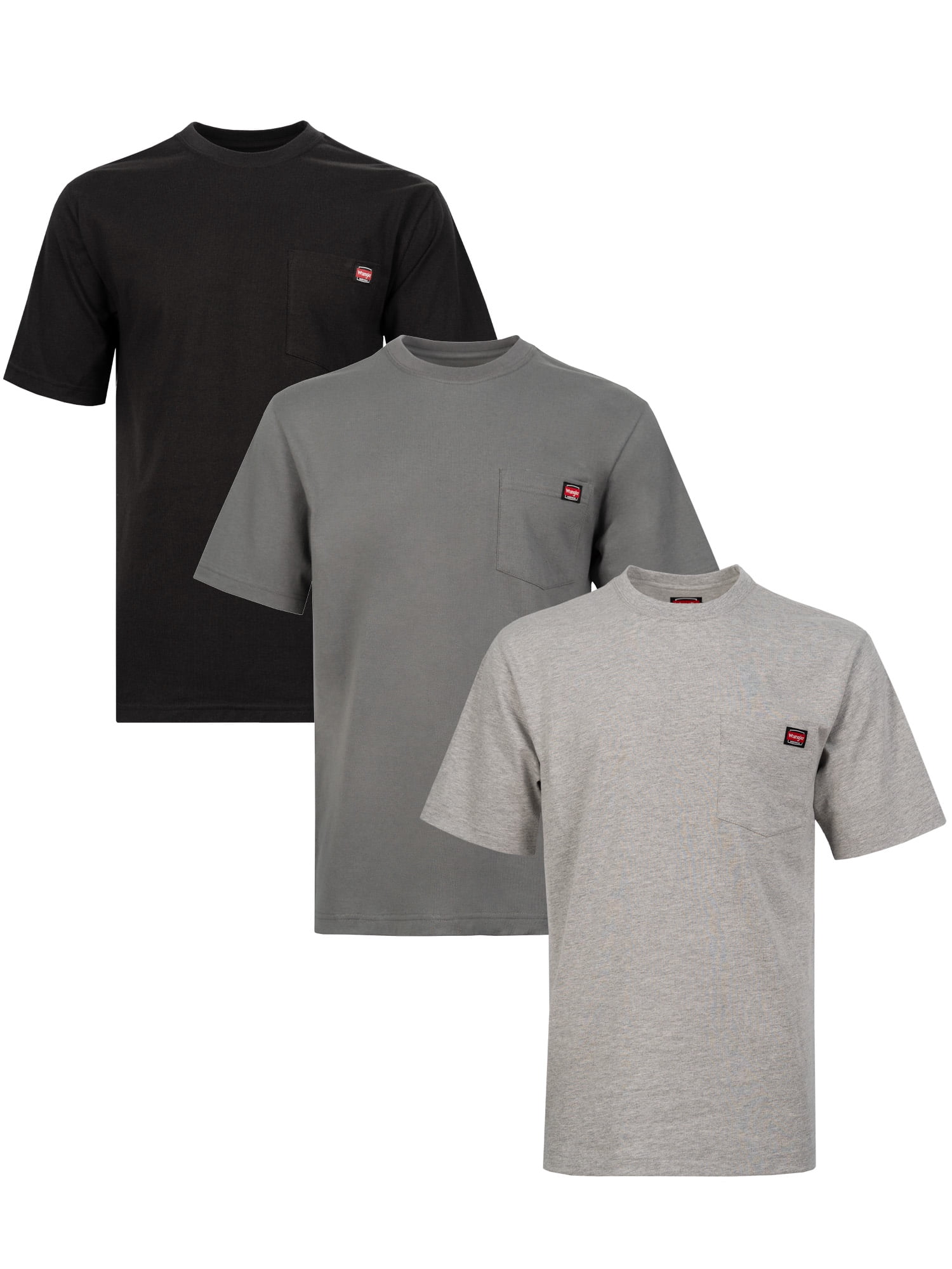 Wrangler Workwear Men's Short Sleeve Work Pocket T-Shirt, 3-Pack, Size S-5XL and LT-4XLT