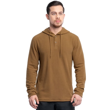 Wrangler Workwear Men's Texture Fleece Pullover Henley Hoodie, Size S-3XL