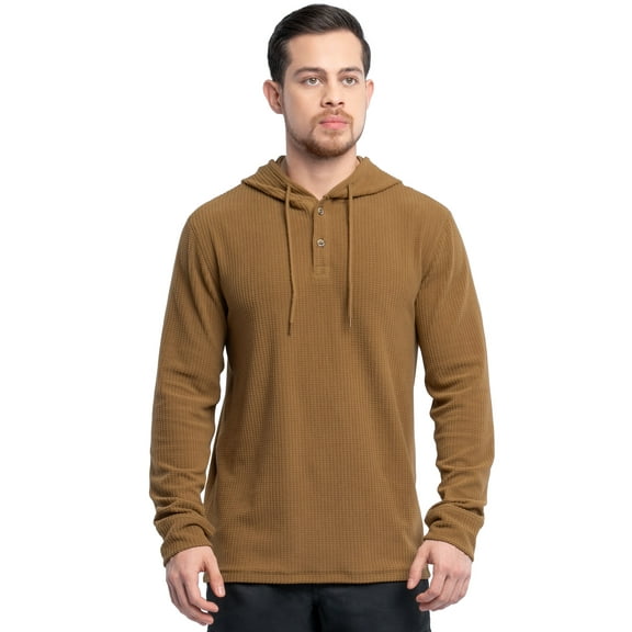 Wrangler Workwear Men's Texture Fleece Pullover Henley Hoodie, Size S-3XL