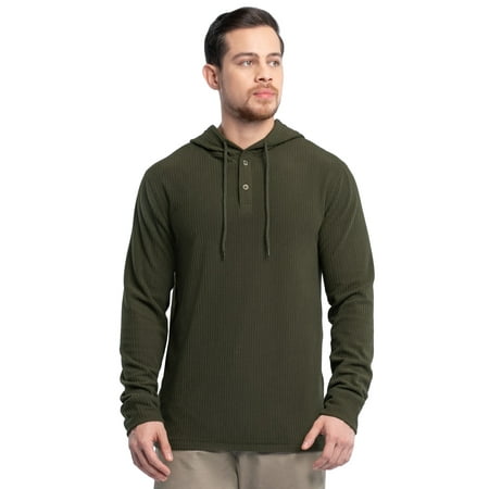 Wrangler Workwear Men's Texture Fleece Pullover Henley Hoodie, Size S-3XL