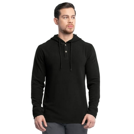 Wrangler Workwear Men's Texture Fleece Pullover Henley Hoodie, Size S-3XL