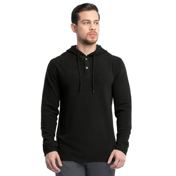 Wrangler Workwear Men's Texture Fleece Pullover Henley Hoodie, Size S-3XL