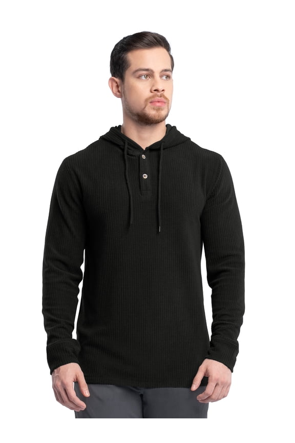 Workwear Men's Texture Fleece Pullover Henley Hoodie, Size S-3XL