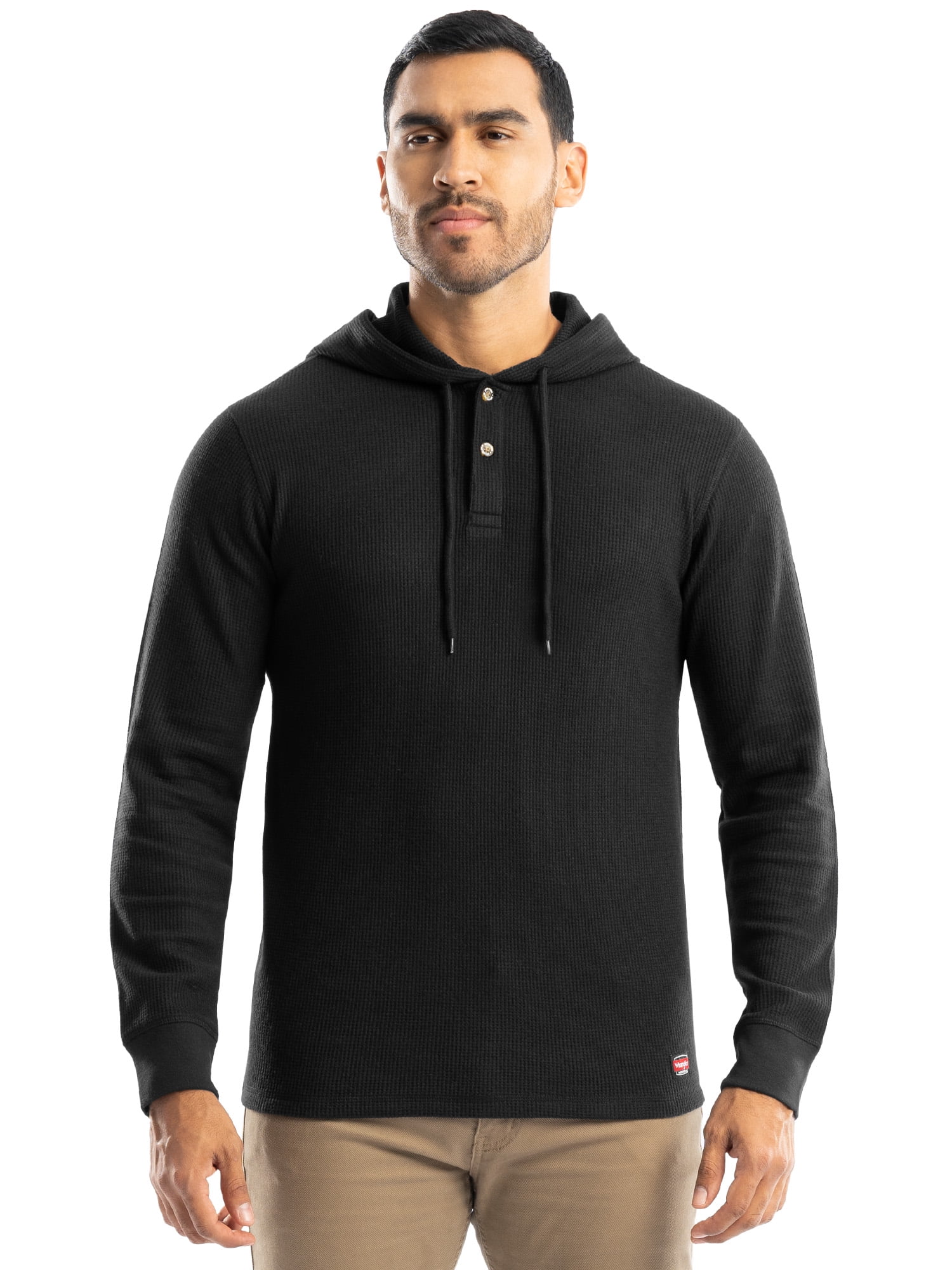 Wrangler Workwear Men's Texture Fleece Pullover Henley Hoodie, Size S-3XL