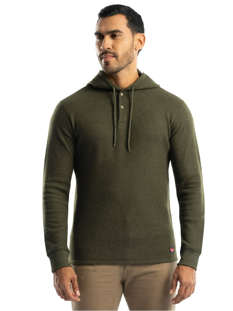 Wrangler Workwear Thermal Waffle Knit Henley Hoodie