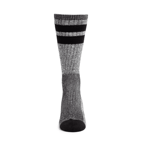 Wrangler Workwear Men's Wool Striped Socks, Moisture Wicking Work Socks, 6-12, Black, 3-Pack