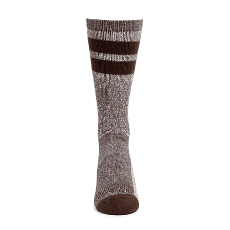 Wrangler Workwear Men's Wool Striped Socks, Moisture Wicking Work Socks, 6-12, Brown, 3-Pack