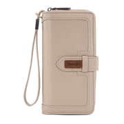 Wrangler Wristlet Wallet Women RFID Blocking Wallet, Card Cases & Money Organizers Large Capacity Bifold Clutch Wallets Ladies Female Card Cash Phone Wallets with ID Window, Tan