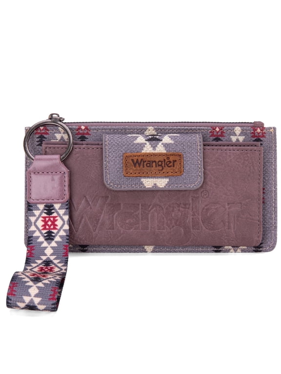 Wrangler Wristlet Wallet for Women Western Clutch RFID Blocking Card Holder, Lavender