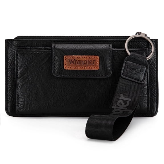 Wrangler Wristlet Wallet for Women with Phone Slot & RFID Protection & Smooth Zipper, Black
