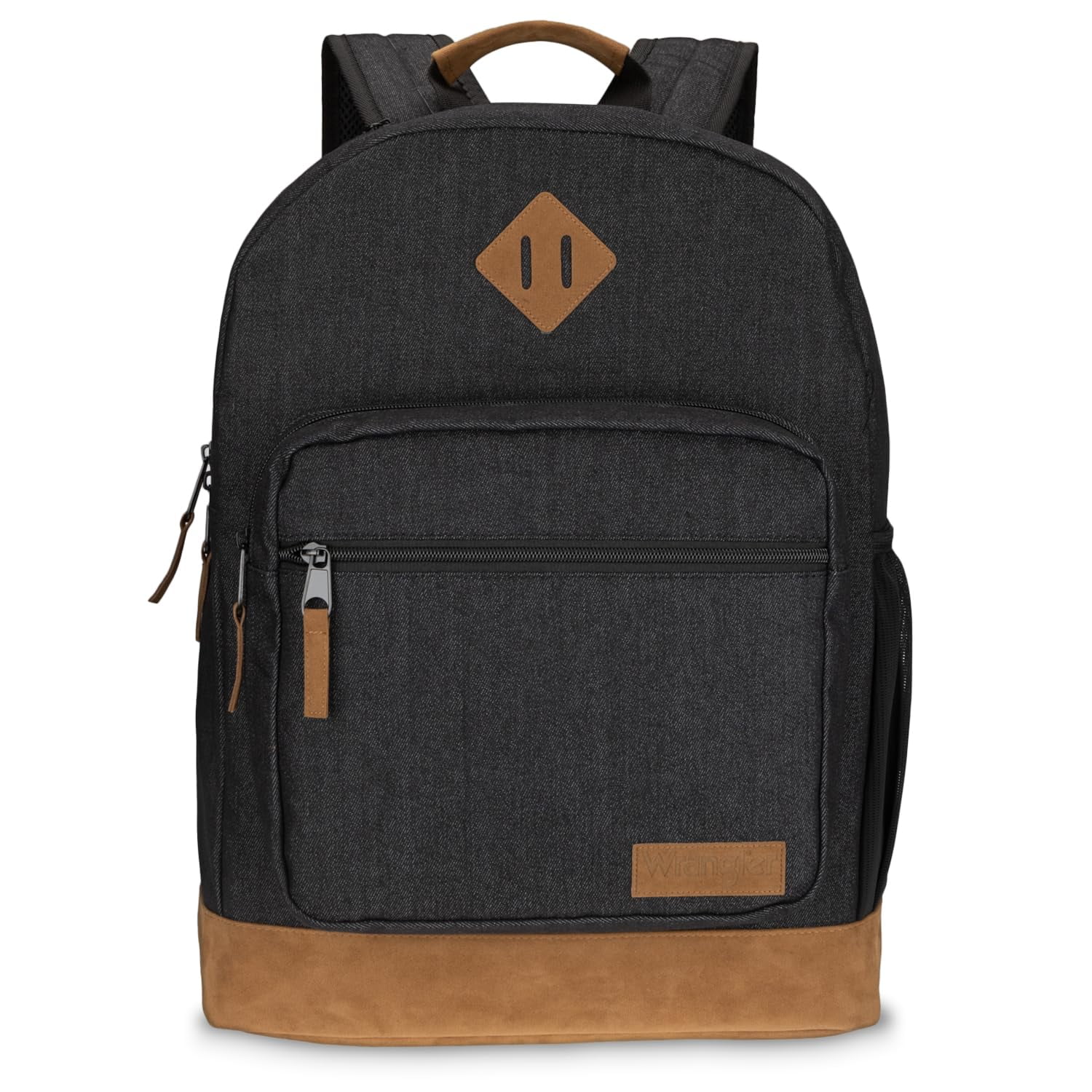 Wrangler Yellowstone Backpack, Classic Logo Padded Notebook Sleeve, All Ages, Black Denim