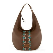 MONTANA WEST Wrangler Large Hobo Bags for Women Western Aztec Slouchy Shoulder Bag with Zipper, Brown
