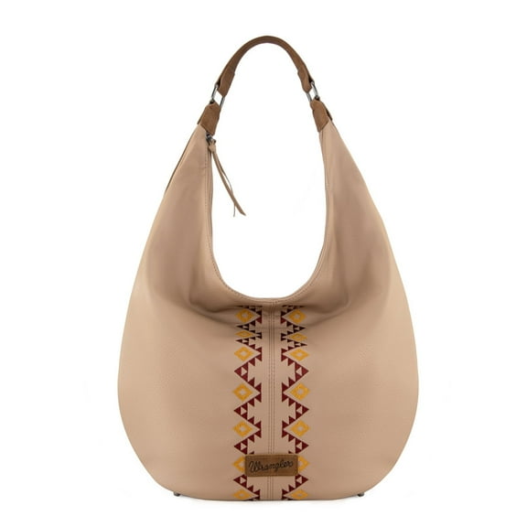 Wrangler Large Hobo Bags for Women Western Aztec Slouchy Shoulder Bag with Zipper, Tan