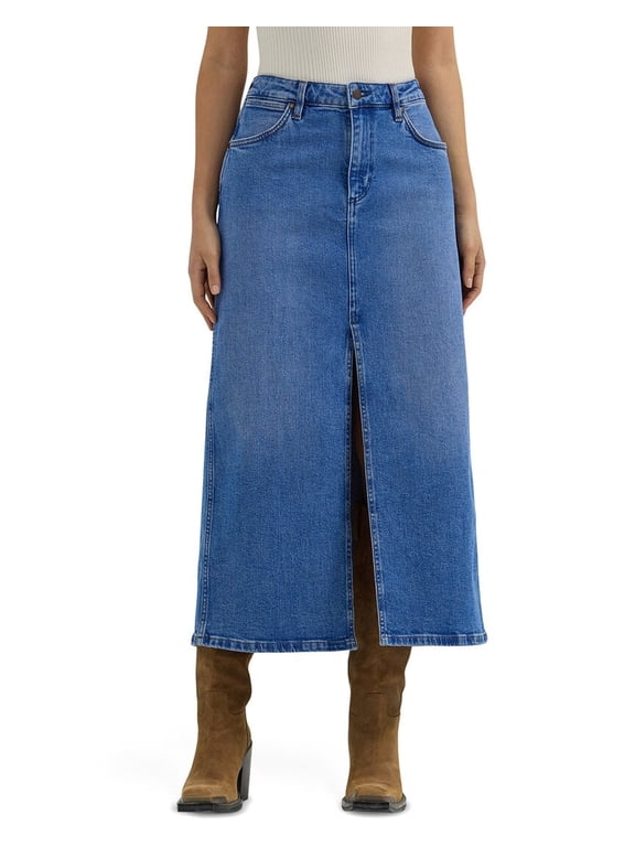 Women's Medium Wash Denim Midi Skirt - 112358154 X-