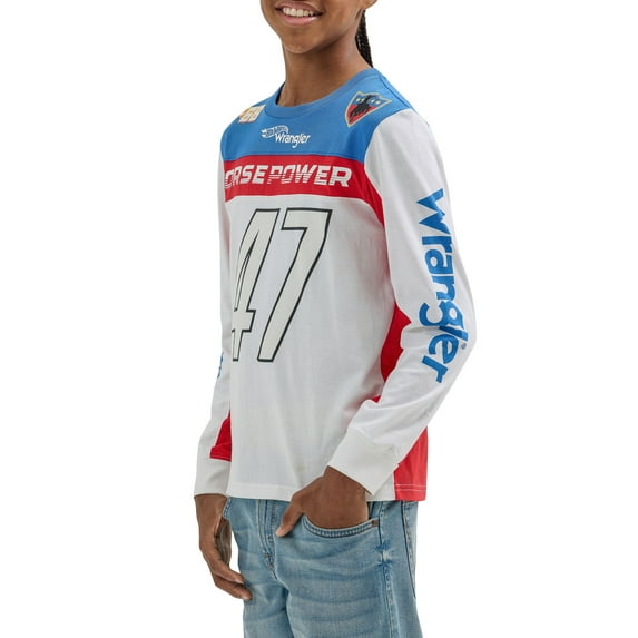 Wrangler® x Hot Wheels™ Boy's Long Sleeve Colorblocked Tee, Sizes S-XL